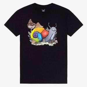 Hot Topic Black Tee with Colorful Snail Design